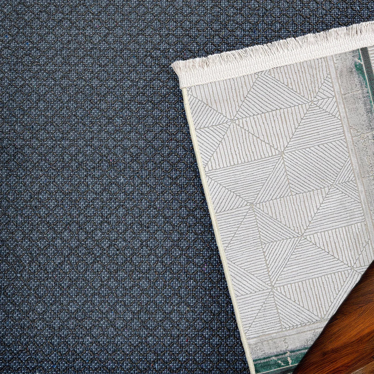 Beyaz Gri Geometrik Minimalist Halı - Yıkanabilir - Kaymaz Taban - Pati Dostu