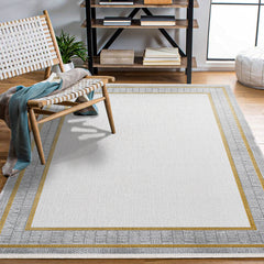 Melody Gri Çerçeveli Akrilik Triko Makine Halısı