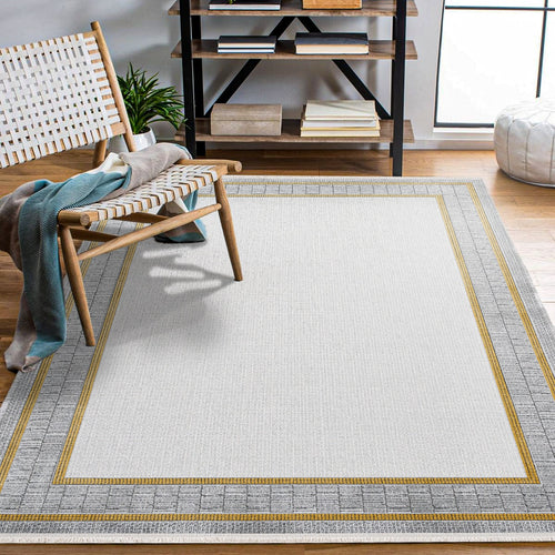 Melody Gri Çerçeveli Akrilik Triko Makine Halısı