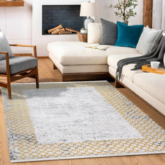 Rose Gri Bej Çerçeveli Akrilik Triko Makine Halısı