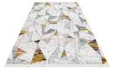 White Gray Modern Geometric Living Room Rug Abstract Geometric - Acrylic