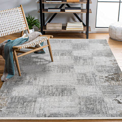 Leilane Gri Çizgili Triko Akrilik Makine Halısı