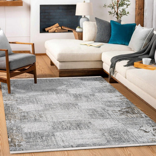 Leilane Gri Çizgili Triko Akrilik Makine Halısı