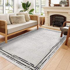 Elizay Gri Çerçeveli Akrilik Triko Makine Halısı