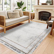 Adalynne Gri Çerçeveli Akrilik Triko Makine Halısı