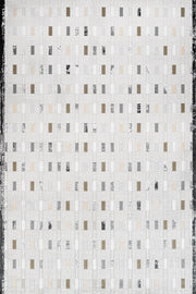 Beyaz Gri Geometrik Minimalist Halı - Yıkanabilir - Kaymaz Taban - Pati Dostu