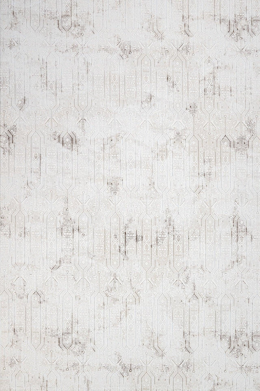 Beyaz Gri Mermer Desenli Minimalist Halı - Yıkanabilir - Kaymaz Taban - Pati Dostu