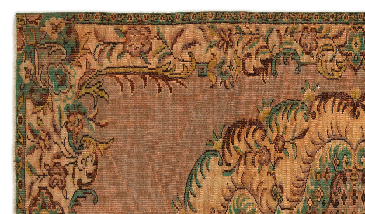 Tirena Pembe ve Yeşil Madalyon Desenli El Dokuma Halı 165x284 cm – detay görünümü
