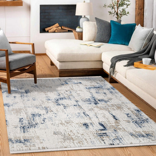 Davina Beyaz Modern Polyester Makine Halısı