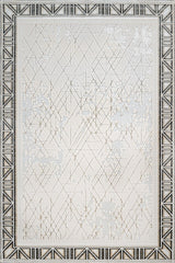 Cream Beige Distressed Geometric Living Room Rug Diamond - Cotton