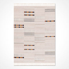 Bej Geometrik Polyester Makine Halısı