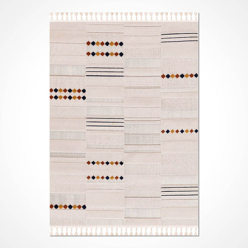 Bej Geometrik Polyester Makine Halısı