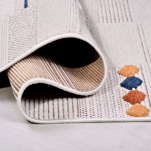 Bej Geometrik Polyester Makine Halısı