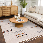 Bej Geometrik Polyester Makine Halısı