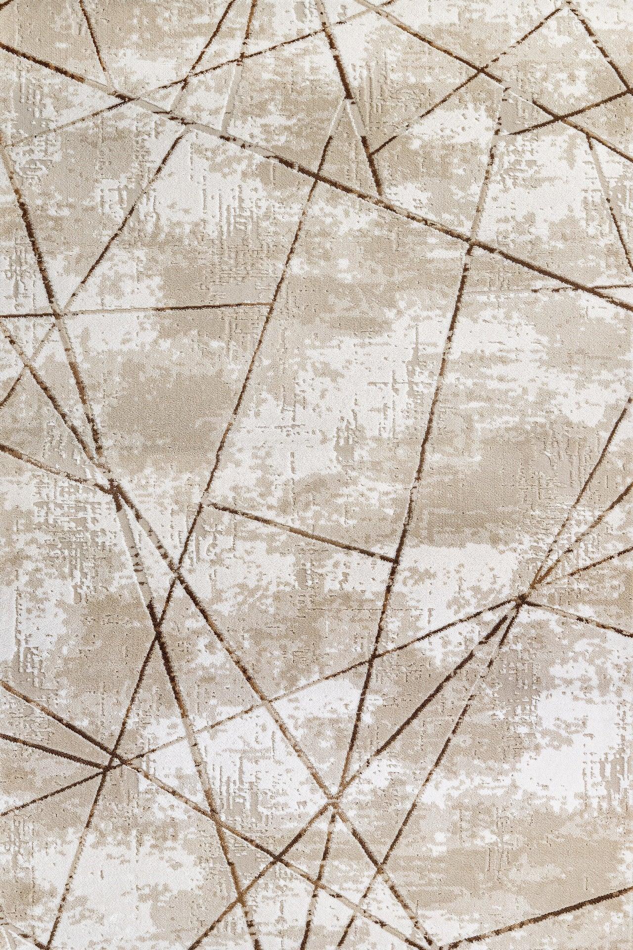 Bej Bohem Geometrik Halı - Yıkanabilir - Kaymaz Taban - Pati Dostu