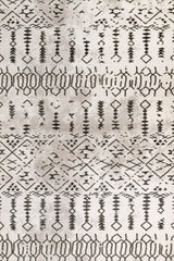 Beige Black Bohemian Geometric Kitchen Rug - Cotton Digital Print