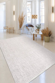 Kerani Kırmızı Beyaz Soyut Desenli Modern Makine Halısı