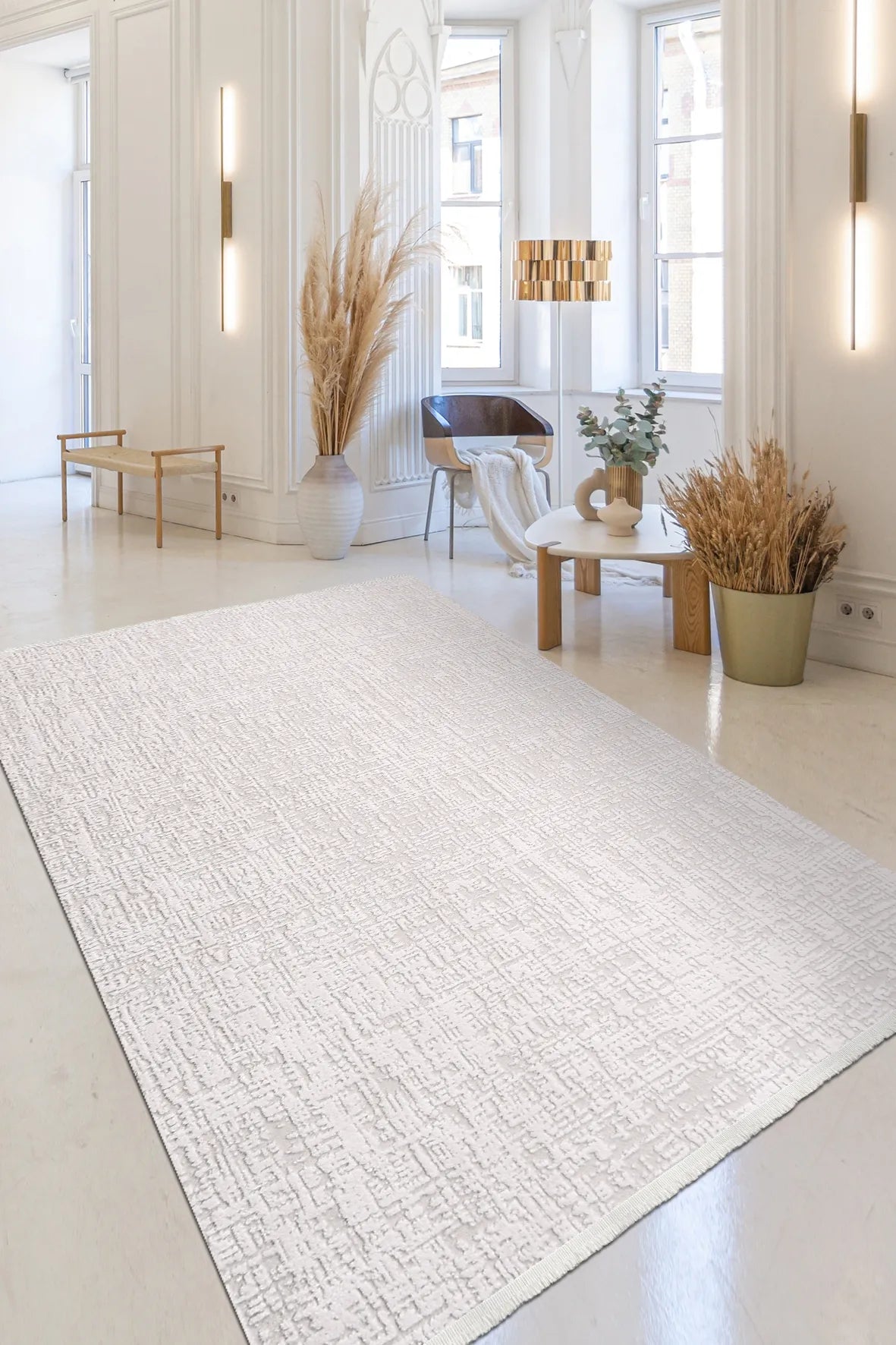 Kerani Kırmızı Beyaz Soyut Desenli Modern Makine Halısı
