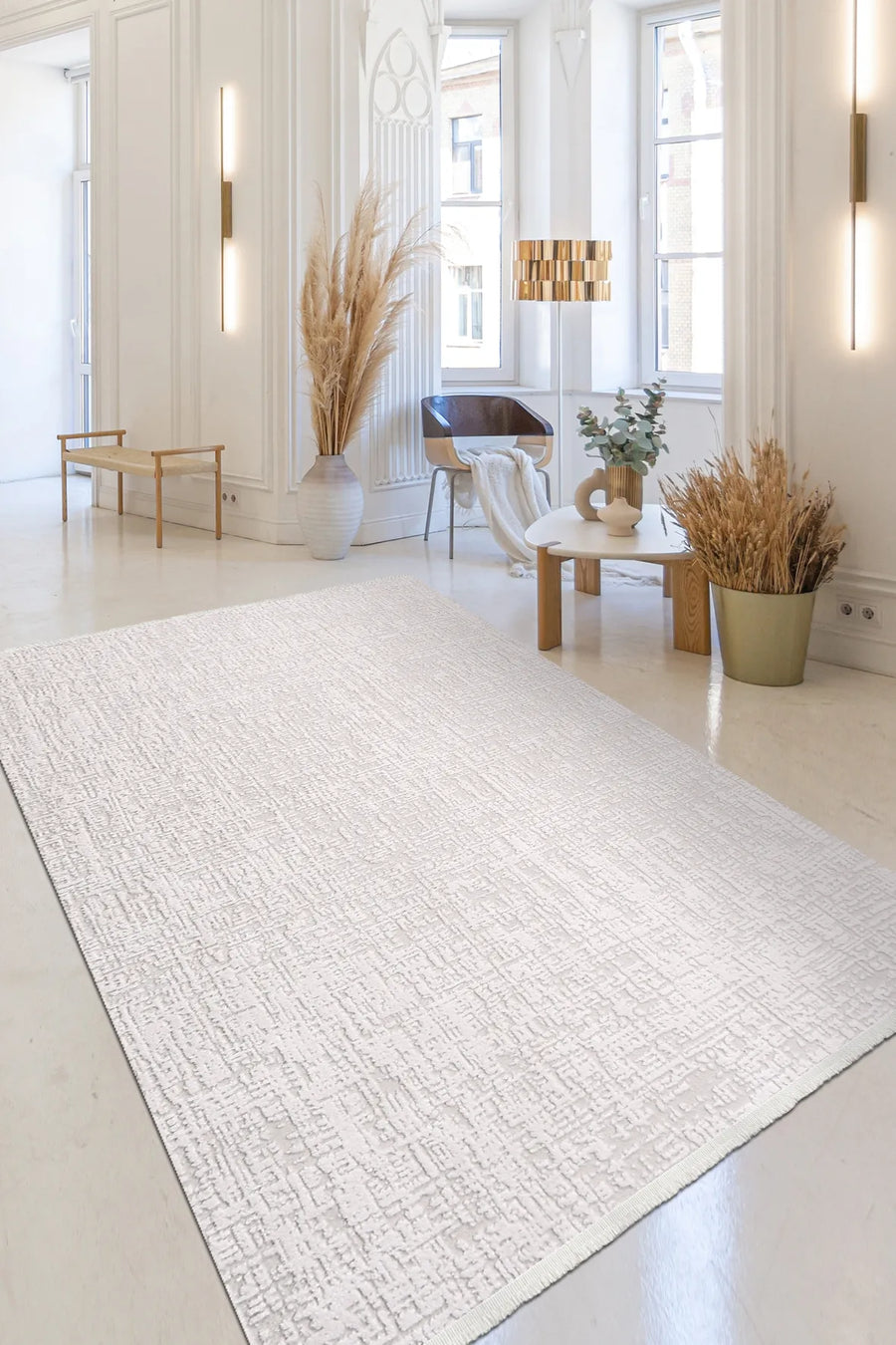 Kerani Kırmızı Beyaz Soyut Desenli Modern Makine Halısı