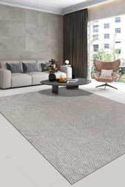 Tanvo Gri Beyaz Geometrik Desenli Modern Halı