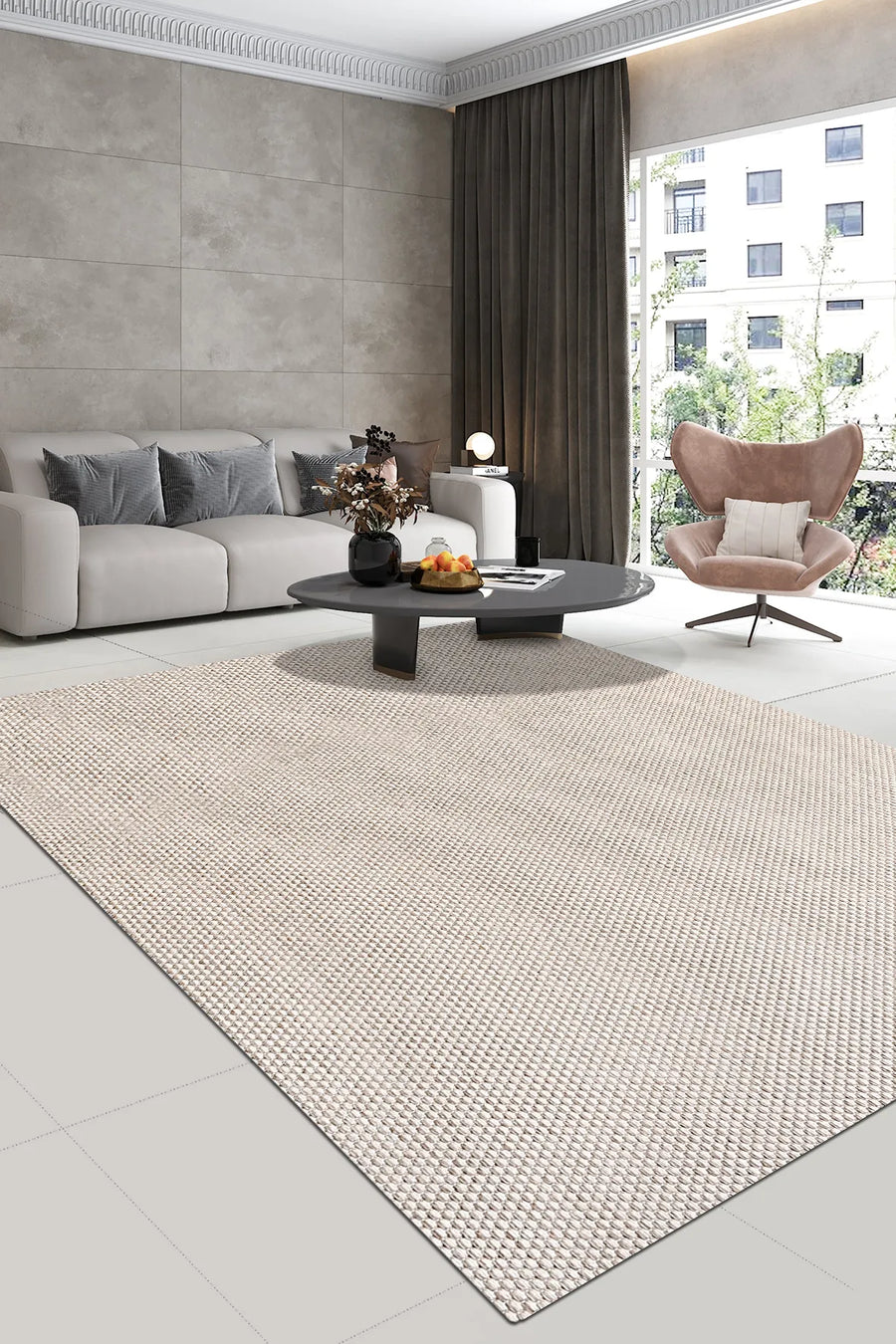 Tanvo Bej Gri Geometrik Desenli Modern Halısı