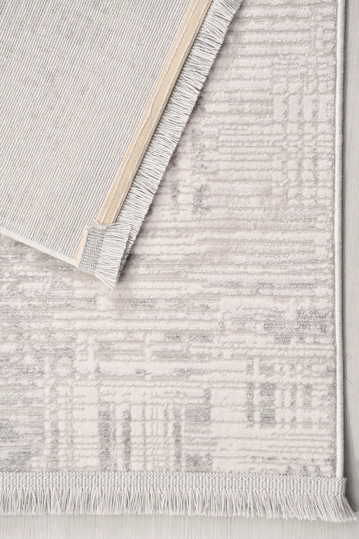 Pryvo Açık Gri Soyut Desenli Modern Halı – mekânda kullanım