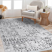 Kelaro Gri Siyah Geometrik Desenli Modern Makine Halısı