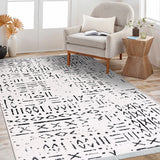 Kelaro Siyah Beyaz Geometrik Desenli Modern Makine Halısı