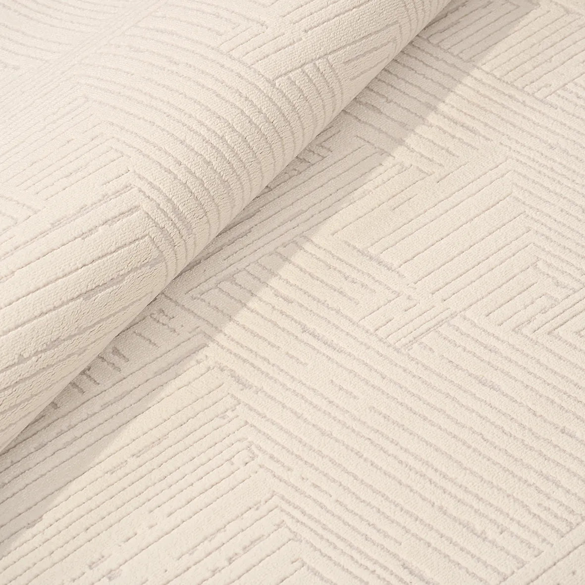 Sivno Koleksiyonu Krem Bej Modern Geometrik Desenli Halı – detay görünümü