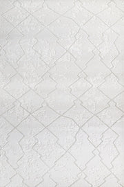 Beyaz Ekru Baklava Geometrik Halı - Yıkanabilir - Kaymaz Taban - Pati Dostu