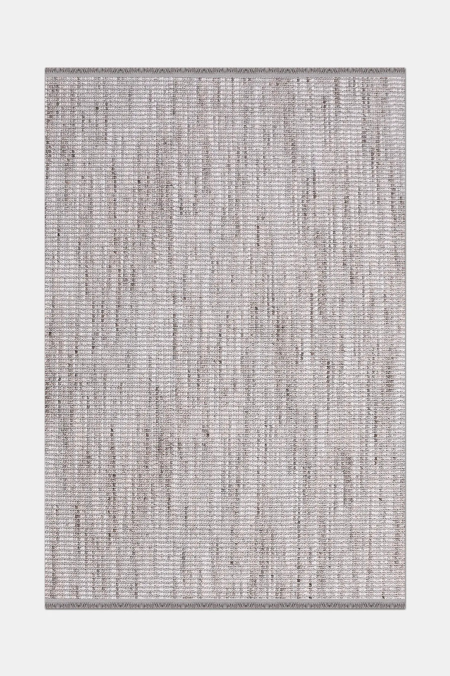 Klavra Gri Beyaz Kabartma Dokulu Modern Polyester Halı – mekânda kullanım