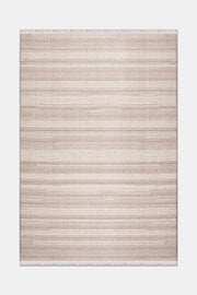 Alfombra de máquina Noraso beige y crema, moderna, a rayas, para salón – vista del reverso