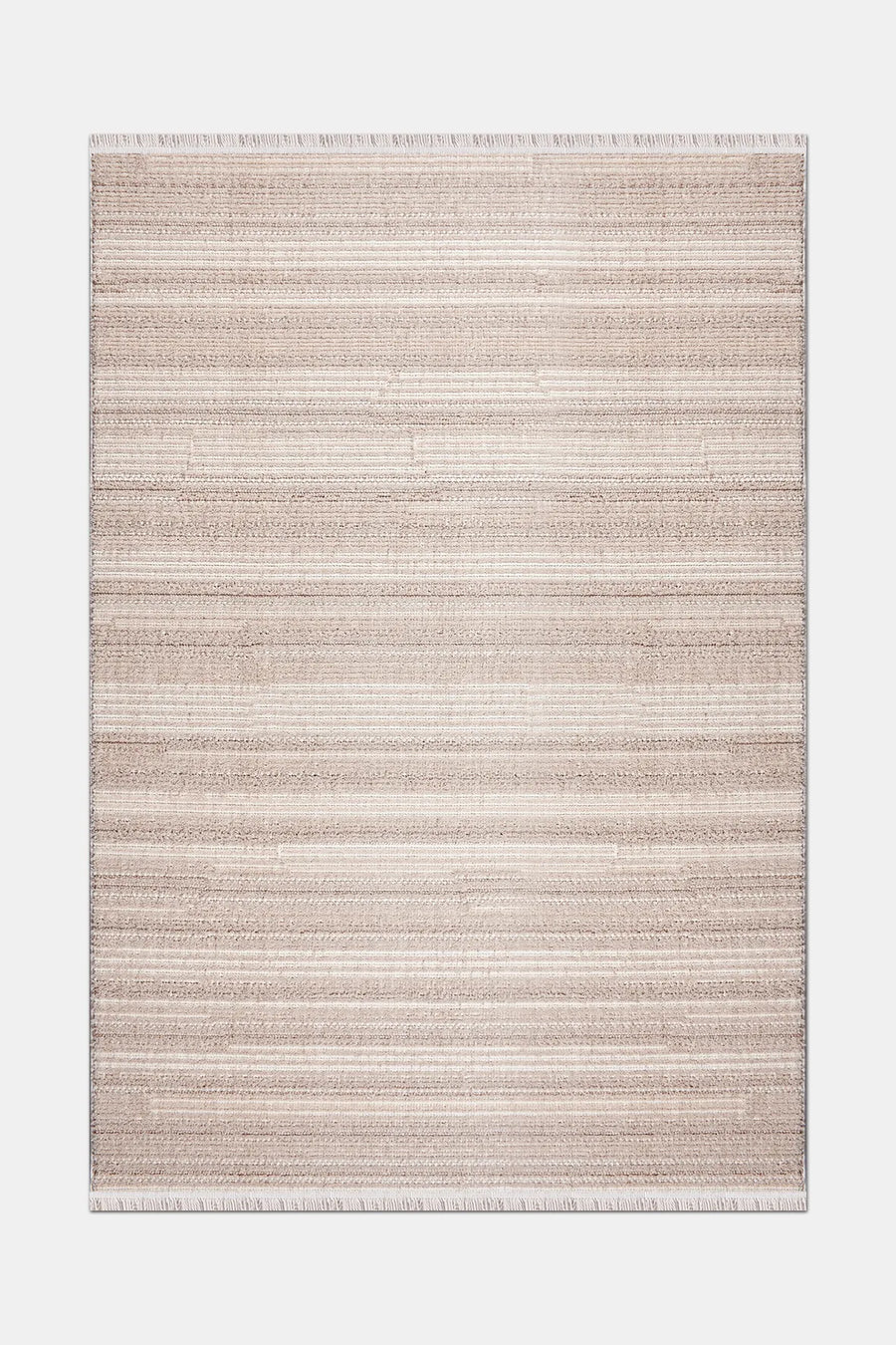 Noraso Beige Cream Striped Modern Living Room Machine-Made Rug – back side view