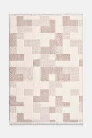 Noraso Krem Bej Geometrik Desenli Modern Polyester Halı – arka yüz görünümü