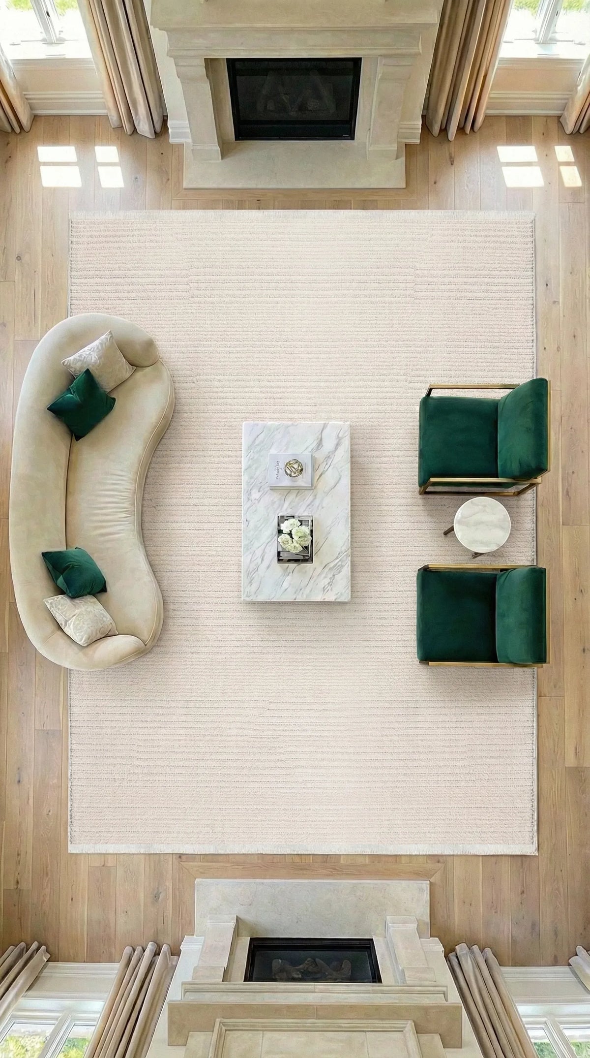 Noraso Krem Beyaz Modern Çizgili Salon Halısı – farklı açı