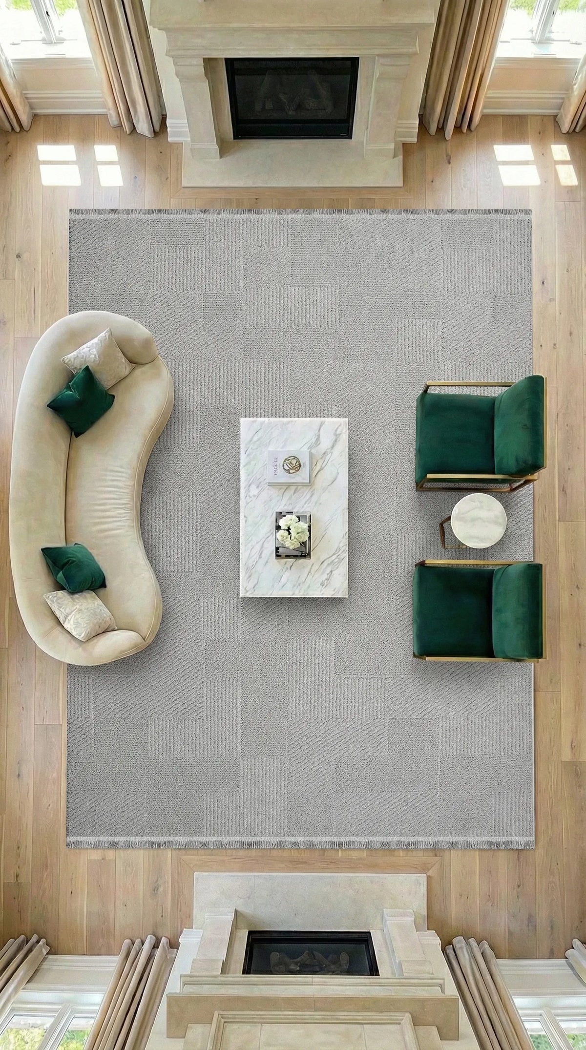Noraso Gri Geometrik Desenli Modern Salon Halısı – farklı açı