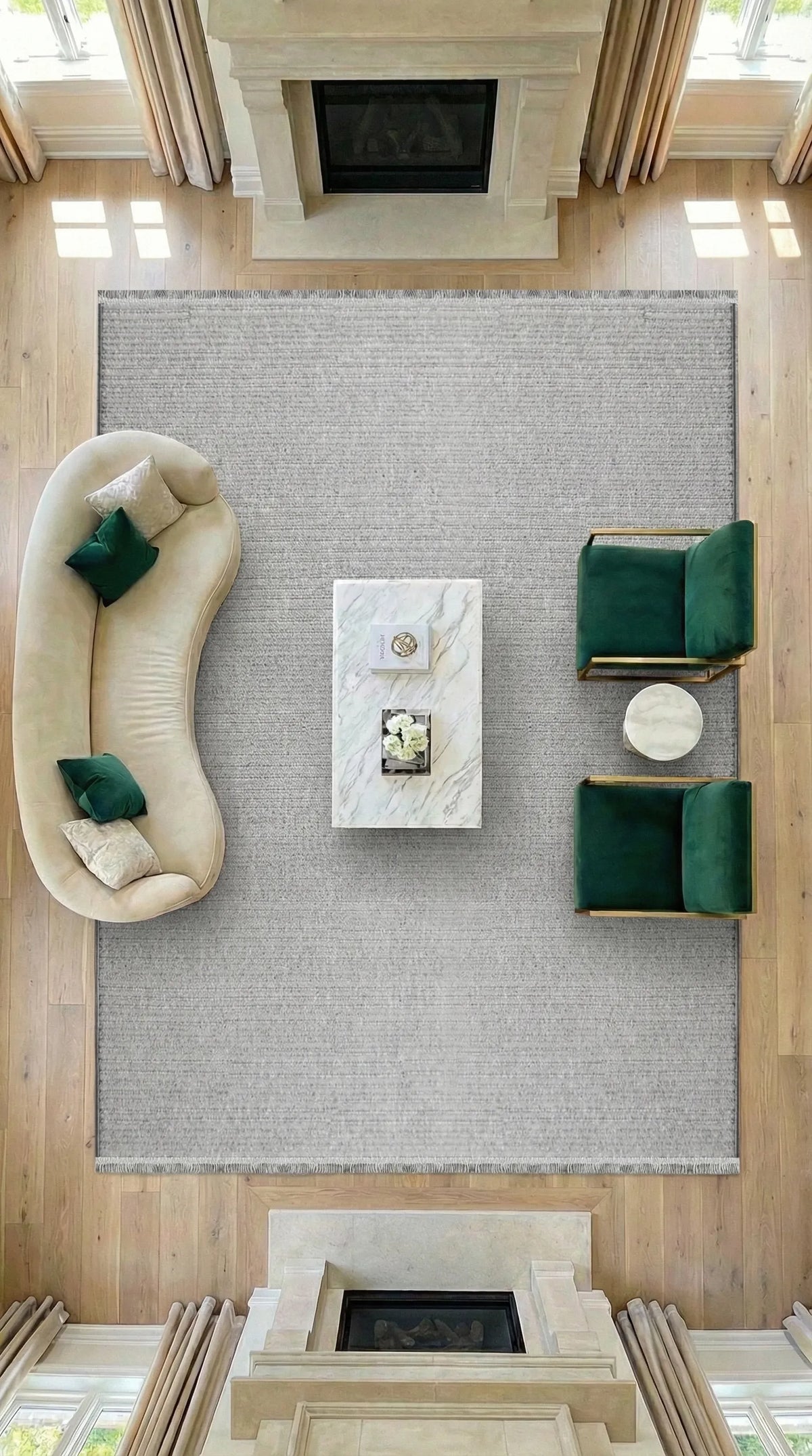 Noraso Gri Beyaz Modern Düz Salon Halısı
