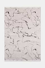 Alfombra moderna para salón blanca y gris con diseño abstracto, Ronvi