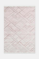 Alfombra moderna en relieve para salón, beige y marrón, con diseño geométrico, Ronvi