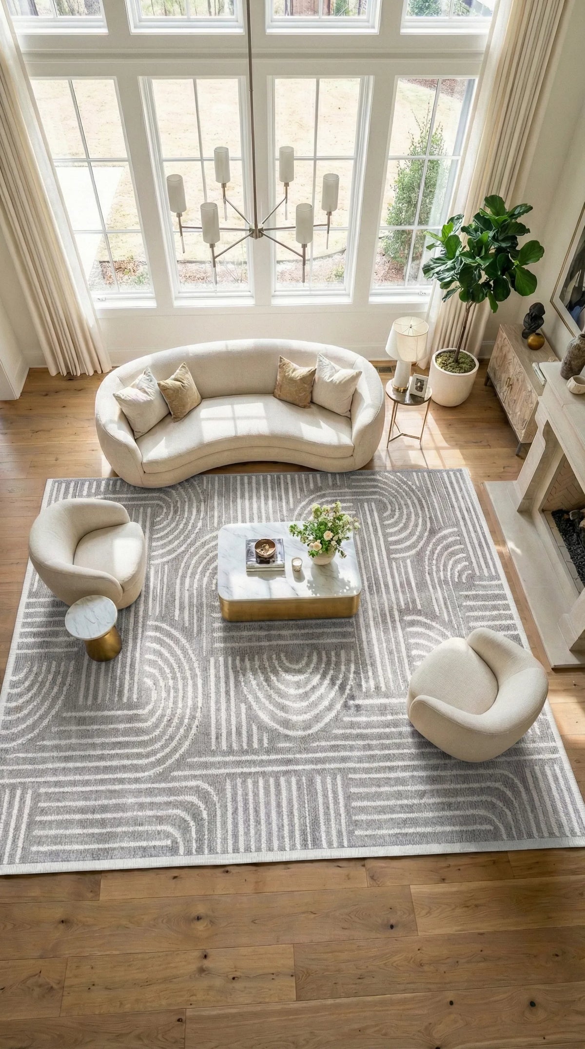 Savel Gri Beyaz Geometrik Desenli Modern Makine Halısı – arka yüz görünümü