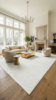 Savel Kırmızı Beyaz Geometrik Desenli Modern Makine Halısı