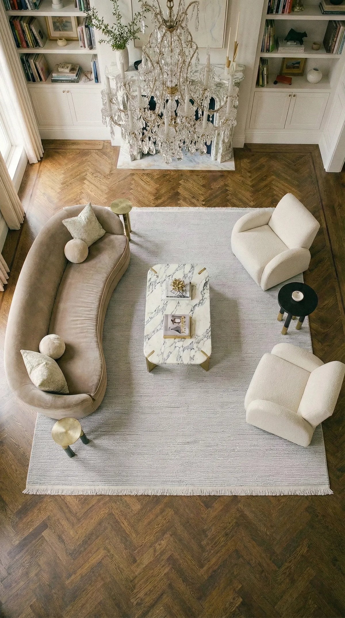 Sanva Gri Beyaz Çizgili Dokulu Modern Salon Halısı