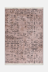Kelaro Pembe Siyah Geometrik Desenli Makine Halısı