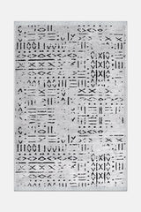 Kelaro Gri Siyah Geometrik Desenli Modern Makine Halısı