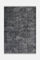Kelaro Gri Siyah Geometrik Desenli Modern Makine Halısı