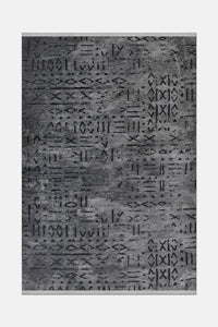 Kelaro Gri Siyah Geometrik Desenli Modern Makine Halısı – kenar detayı