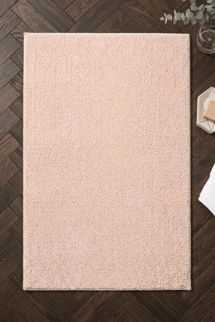Renavi Pembe Düz Modern Shaggy Dokulu Polyester Halı – genel görünüm
