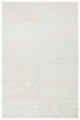 Blazo Ecru Beige Geometric Modern Embossed Machine-Made Rug