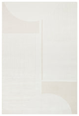Blazo Ecru Beige Geometric Pattern Modern Machine-Made Rug