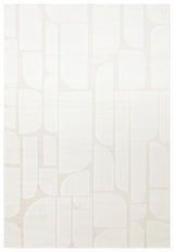 Blazo White Geometric Pattern Modern Machine-Made Rug